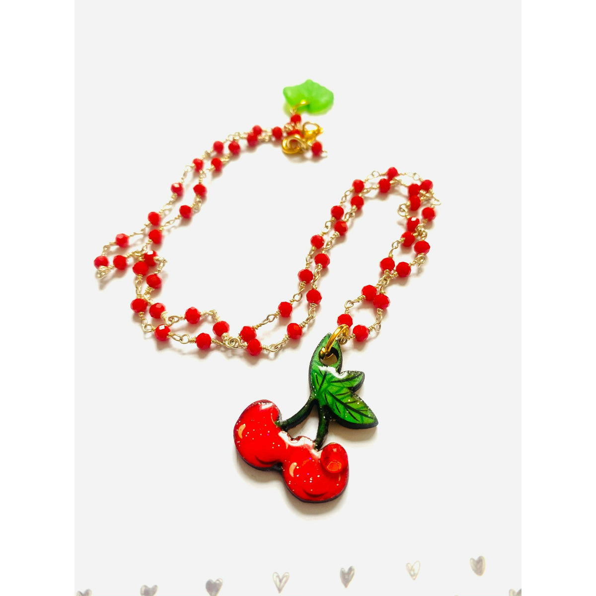 Retro Cherry Beaded Necklace