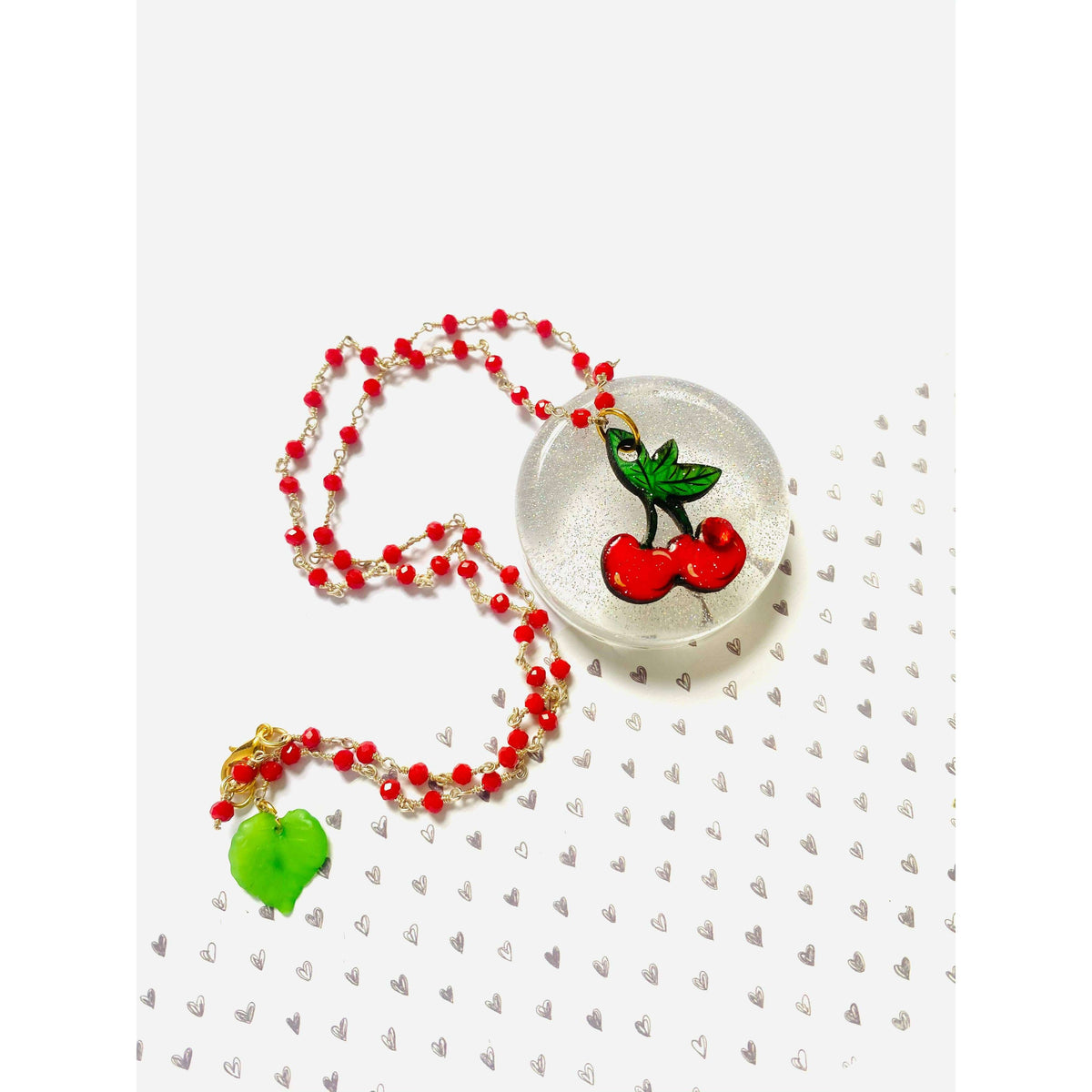 Retro Cherry Beaded Necklace
