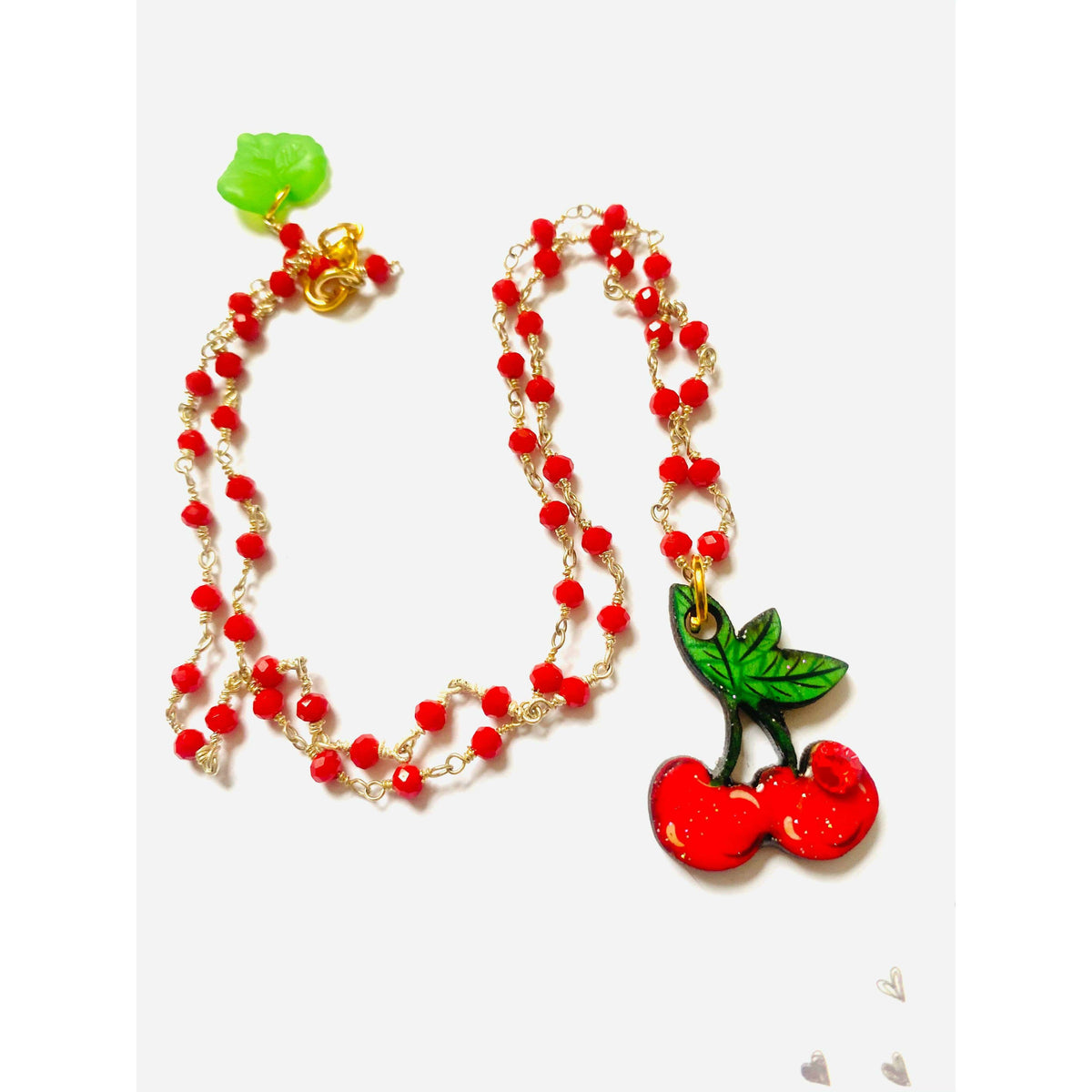 Retro Cherry Beaded Necklace