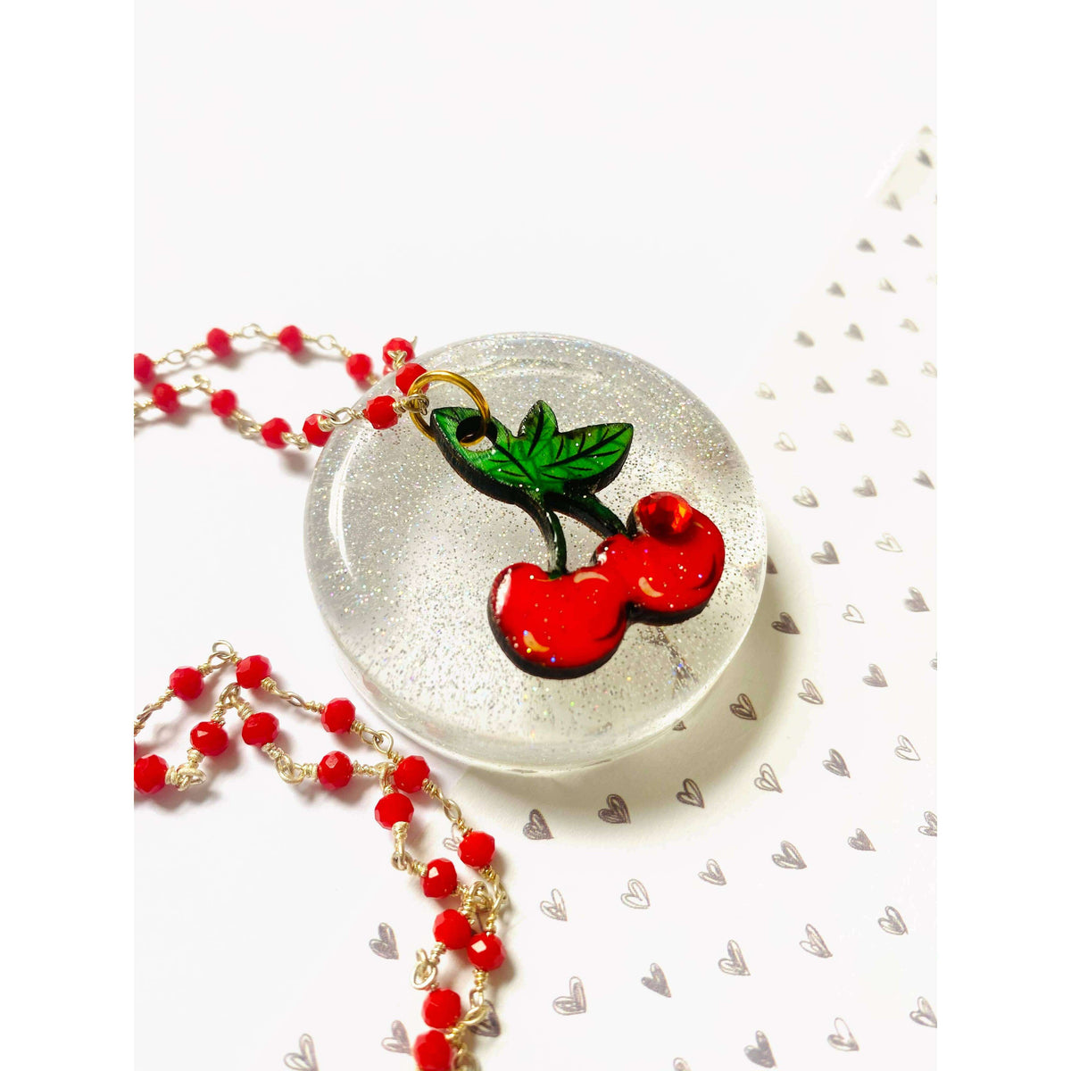 Retro Cherry Beaded Necklace