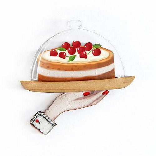 Retro Cherry Cake Brooch by Laliblue