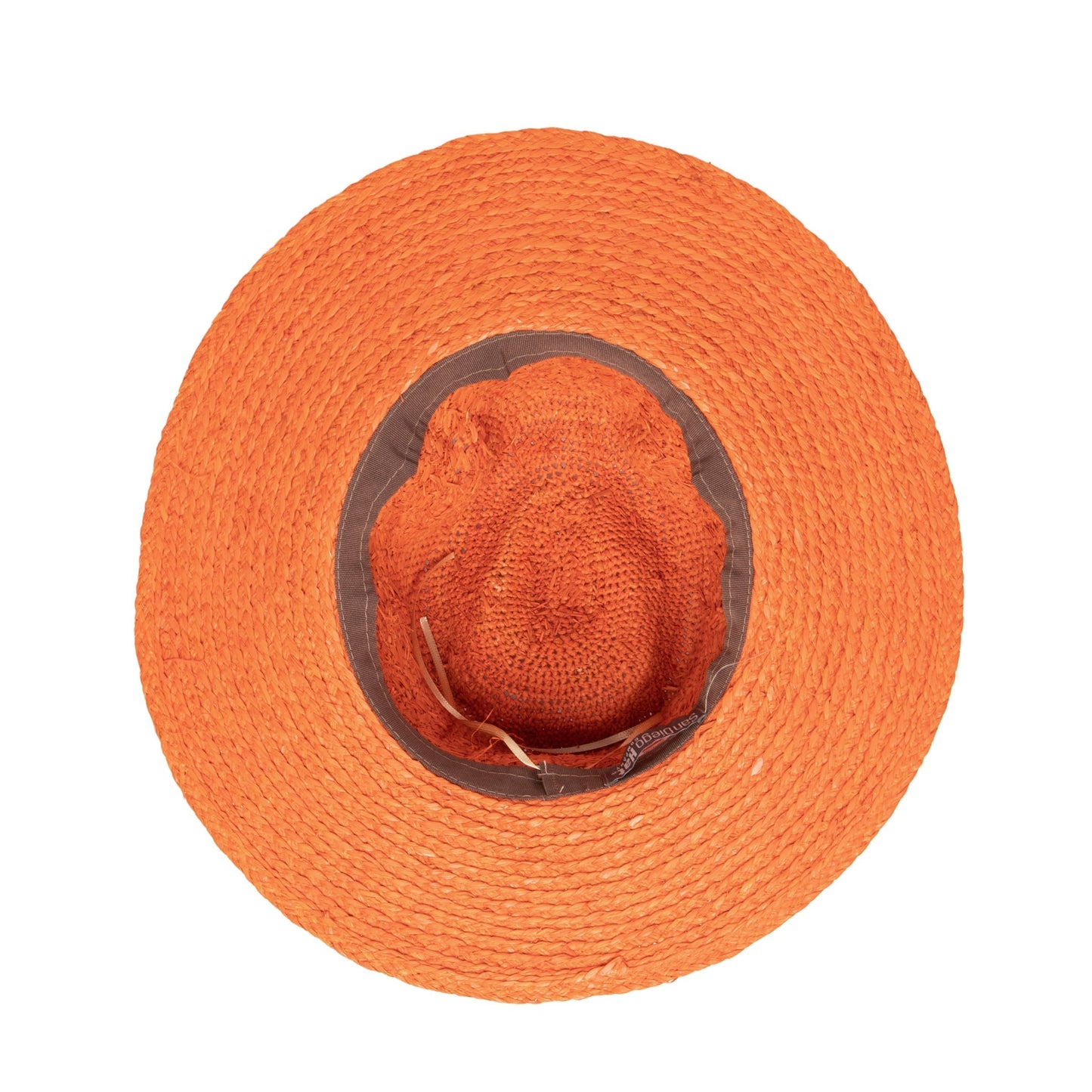 Women's Mixed Raffia Fedora w/ Hand Crochet Crown & Raffia Braid Brim - Rust