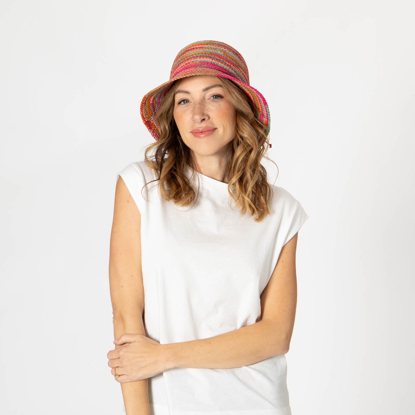 Iris - Women's Crochet Raffia Packable Bucket Hat (RHS3109)