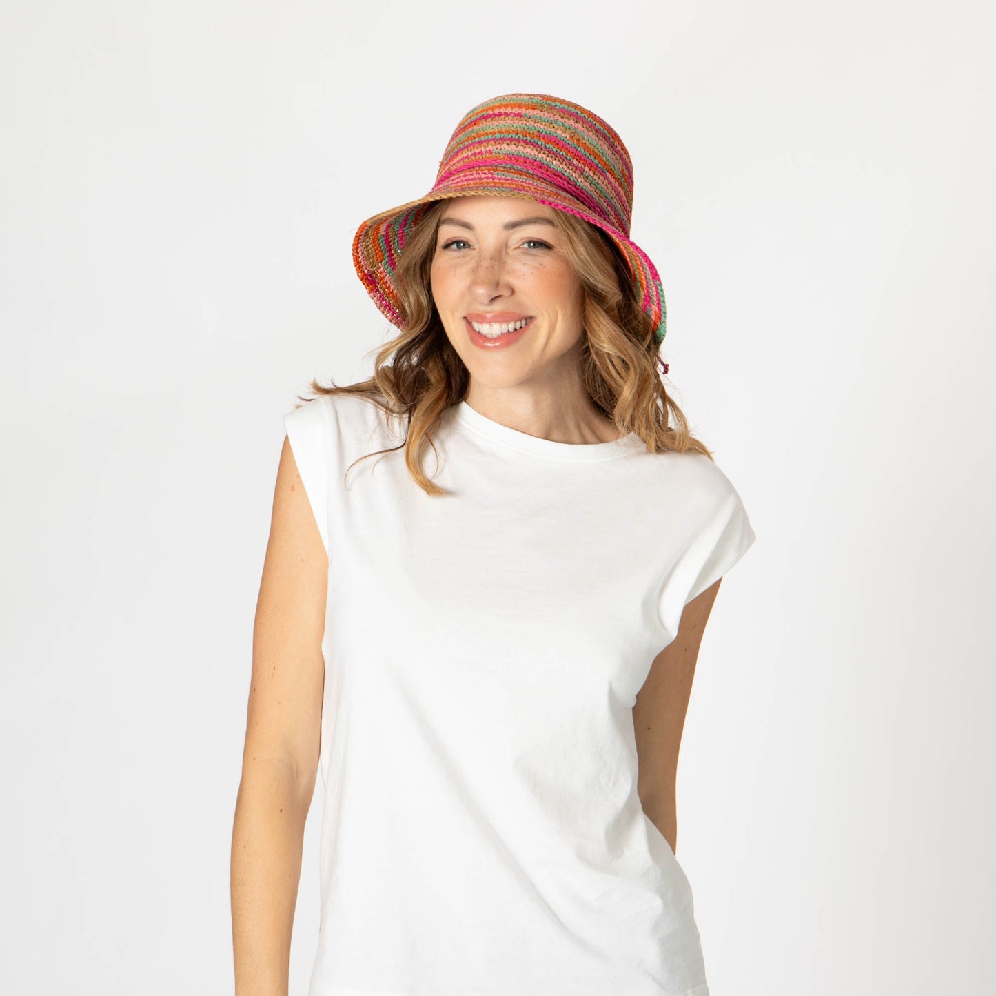 Iris - Women's Crochet Raffia Packable Bucket Hat (RHS3109)