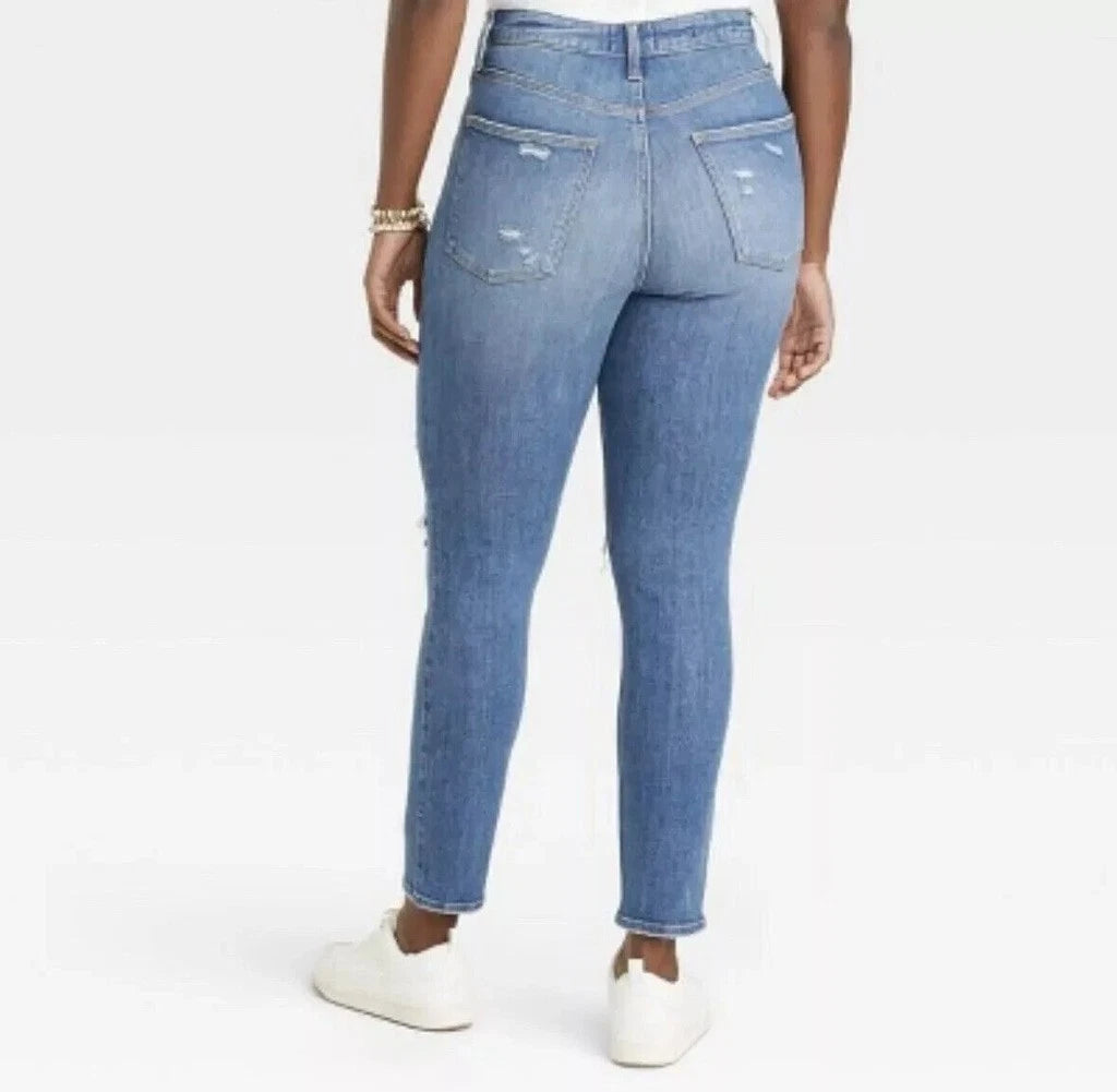 Universal Thread High-Rise Skinny Jeans Medium Wash/Distressed Stretch (Plus Size)