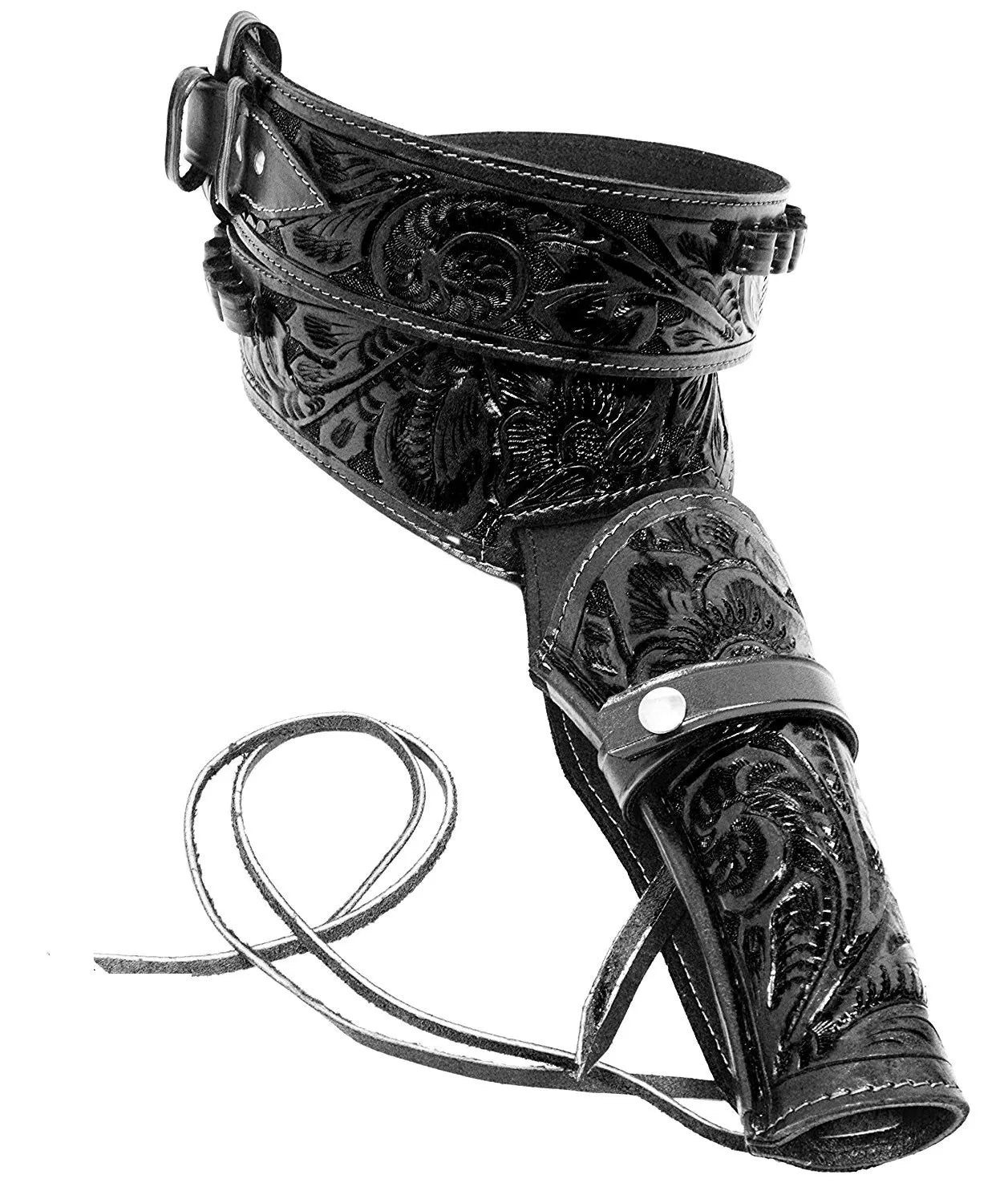 38 / 357 Caliber Revolver Leather Holster Belt - Black - Osadia Concept Store
