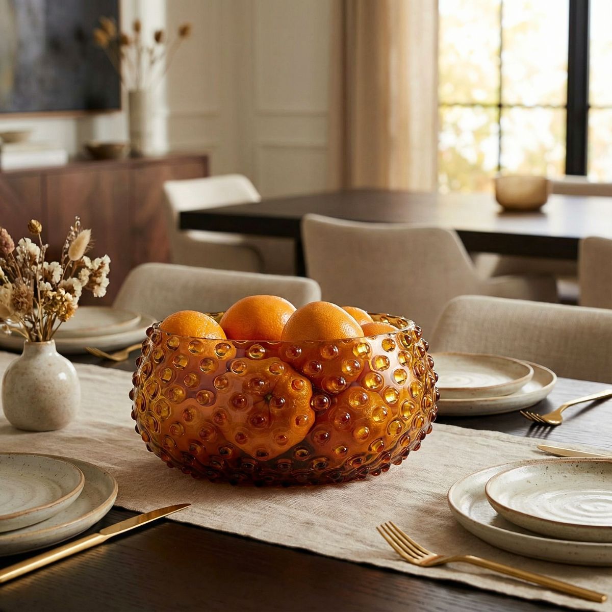 Hobnail Bowl - Large - Saffron Light