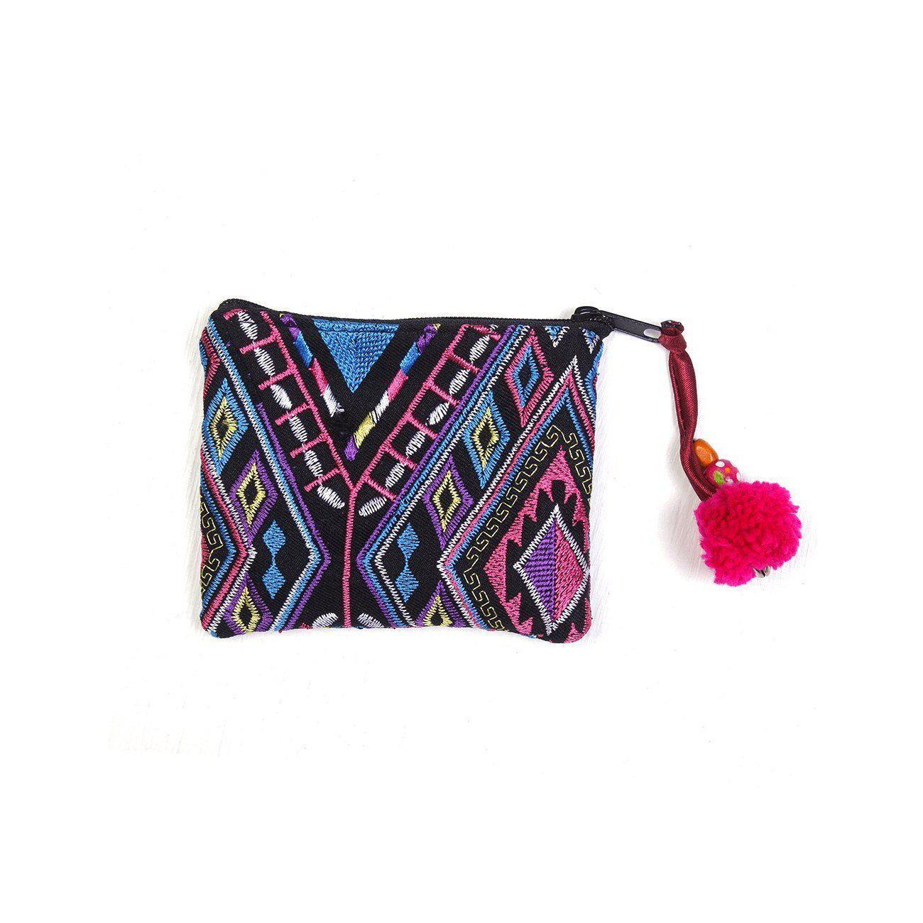 Embroidered Pompom Artisanal Coin Purse - Thailand