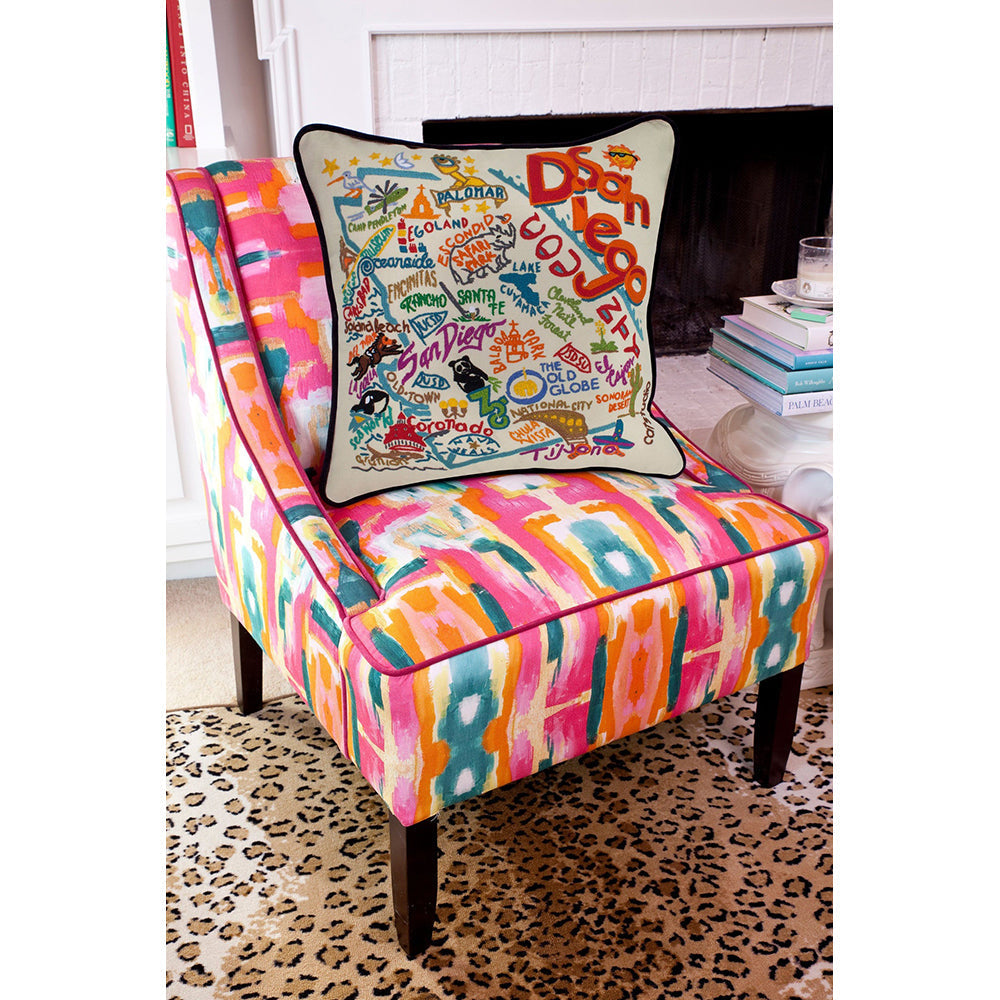 San Diego, CA Hand-Embroidered Pillow - Osadia Concept Store