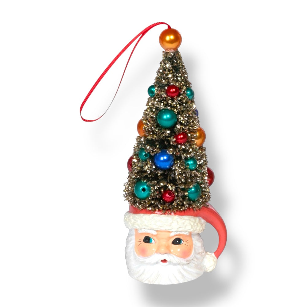 Retro Santa Mug with Sisal Tree Ornament