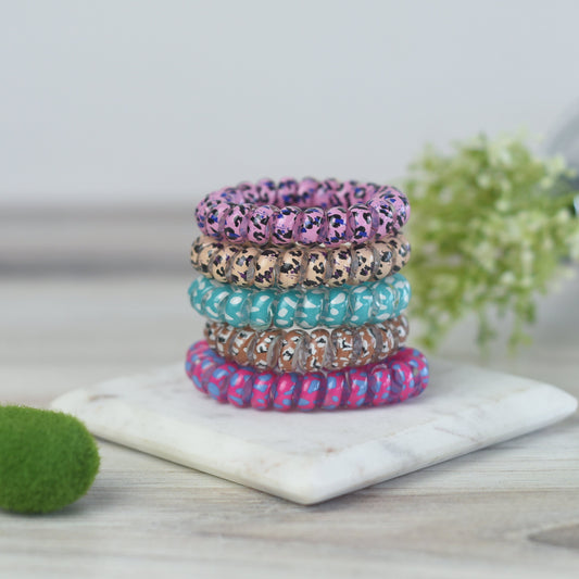 Large Lauren Lane Hair Coil Set in Mixed Leopard