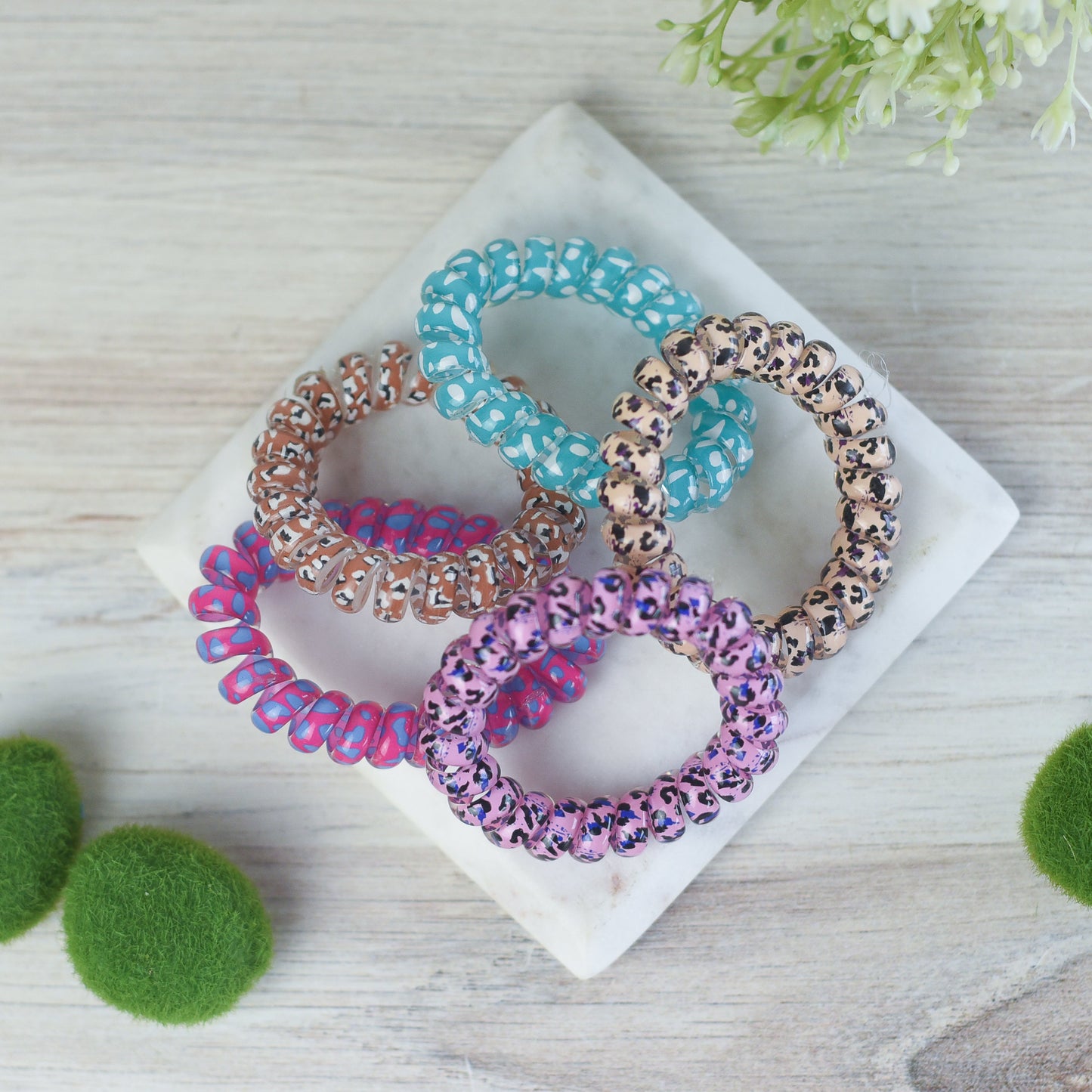 Large Lauren Lane Hair Coil Set in Mixed Leopard