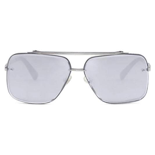Bella - Chrome Silver Oversized Squared Aviators