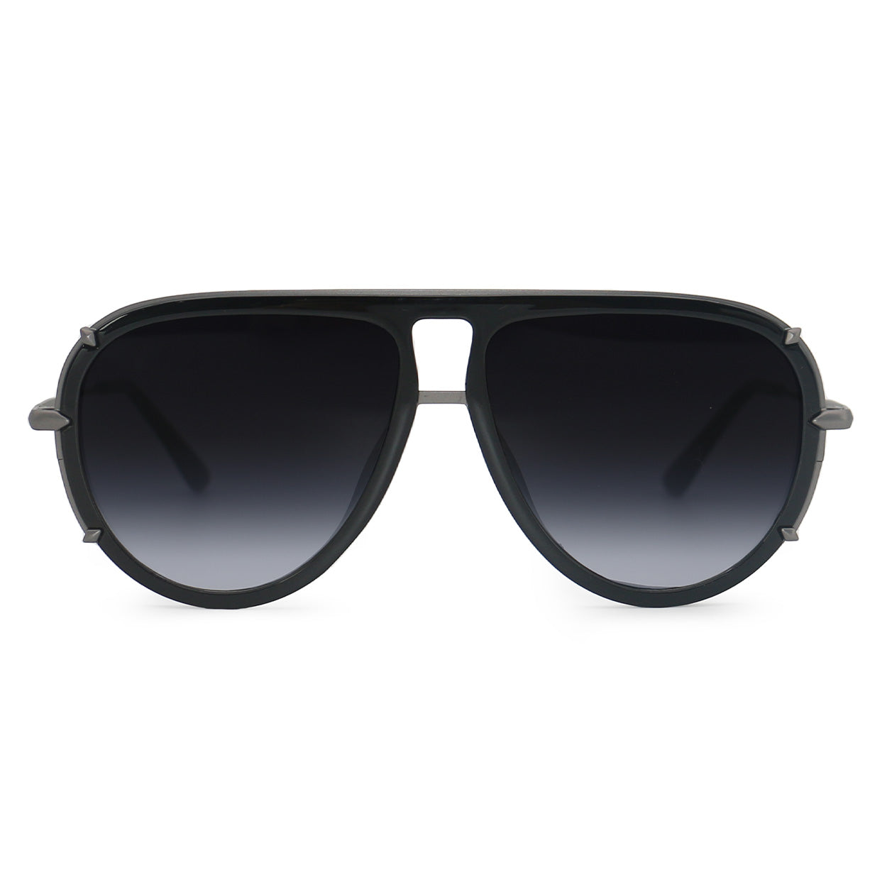 Ivy Luxe - Black Tangle-Free Round Aviator Sunglasses