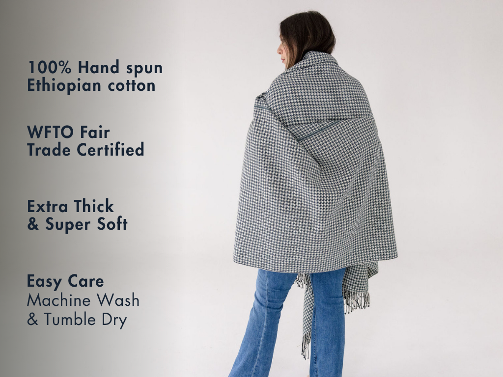Sitota Handwoven Ethiopian Cotton Throw Blanket