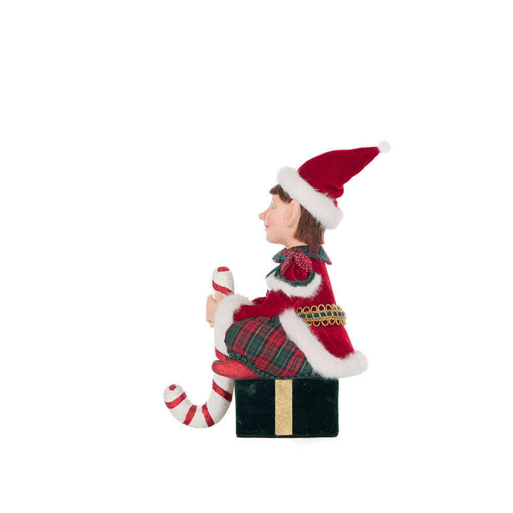 Sitting Elf With Giftbox Stocking Holder by Katherine's Collection