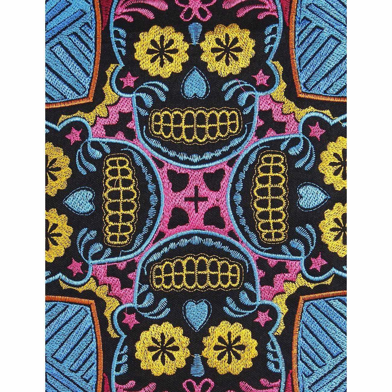 Skull Embroidered Pillow Cover - Thailand