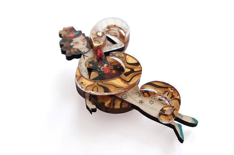 Snake Charmer Halloween Brooch by Laliblue