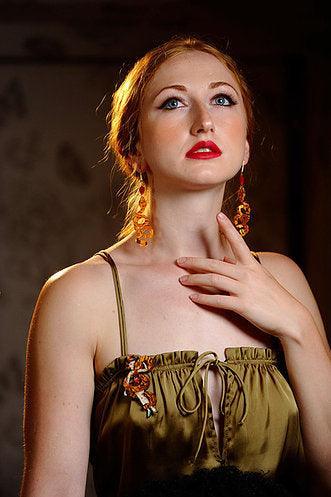 Snake Charmer Halloween Brooch by Laliblue