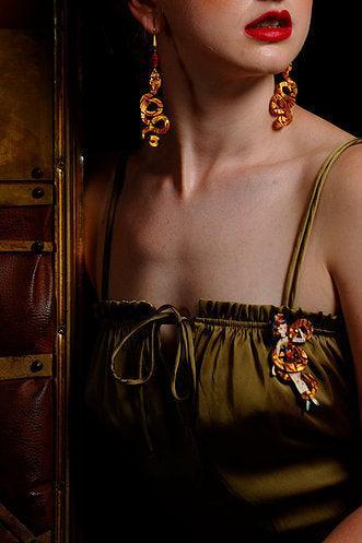 Snake Charmer Halloween Brooch by Laliblue