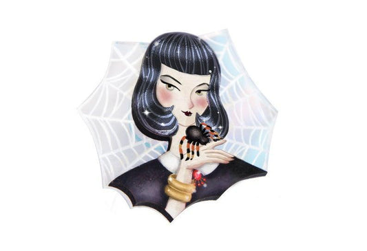 Spider Woman with Web Brooch by Laliblue