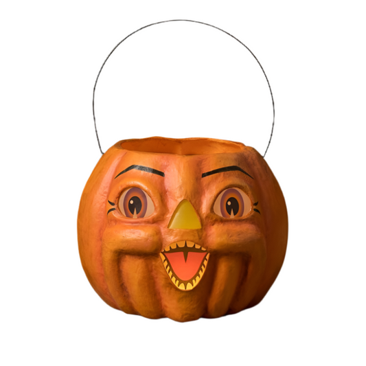 Spunky Pumpkin Bucket Paper Mache by Bethany Lowe Designs - Osadia Concept Store