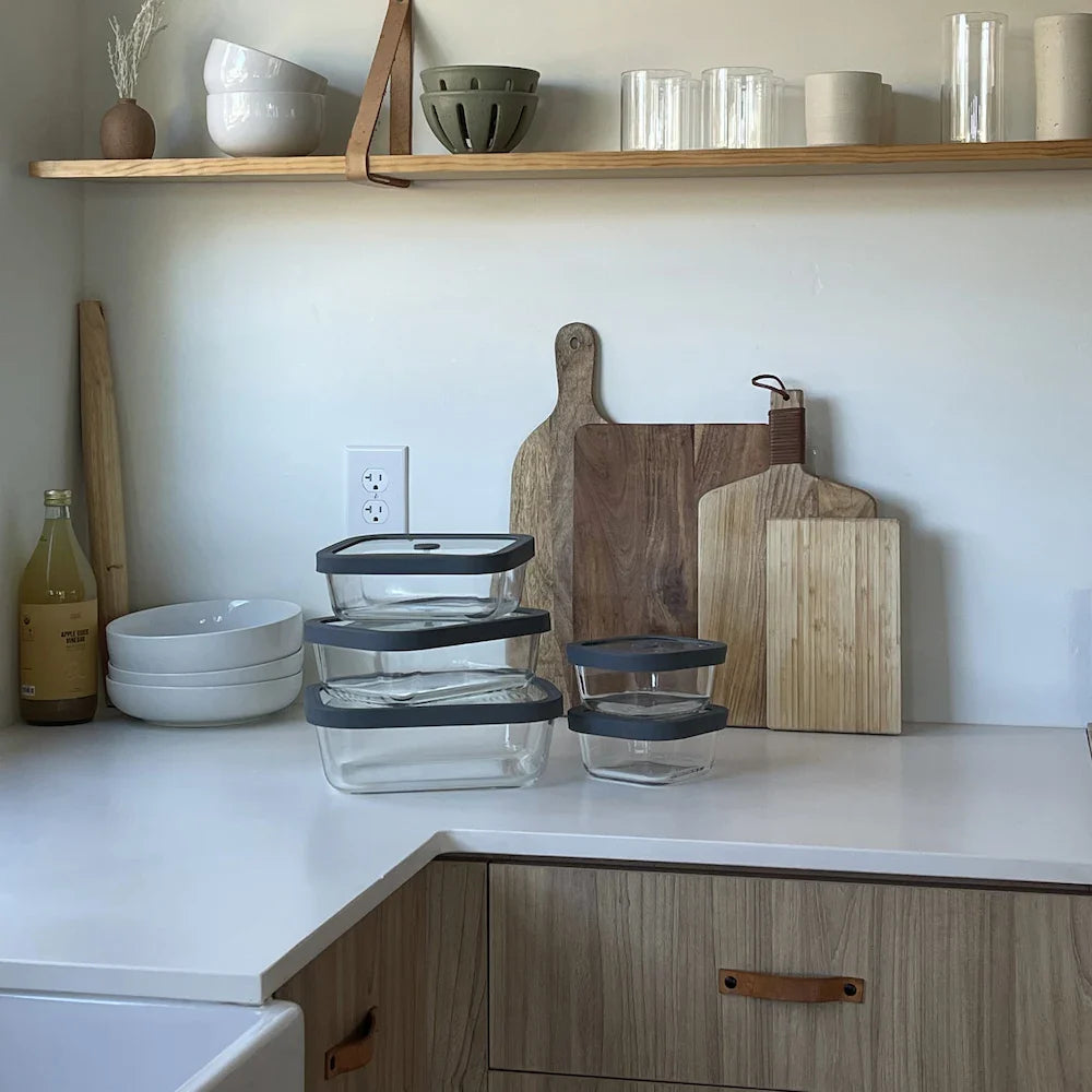 Square Glass Food Storage Containers (Set of 4) - Osadia Concept Store