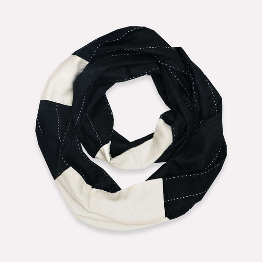 Kantha Embroidered Infinity Scarf | Charcoal