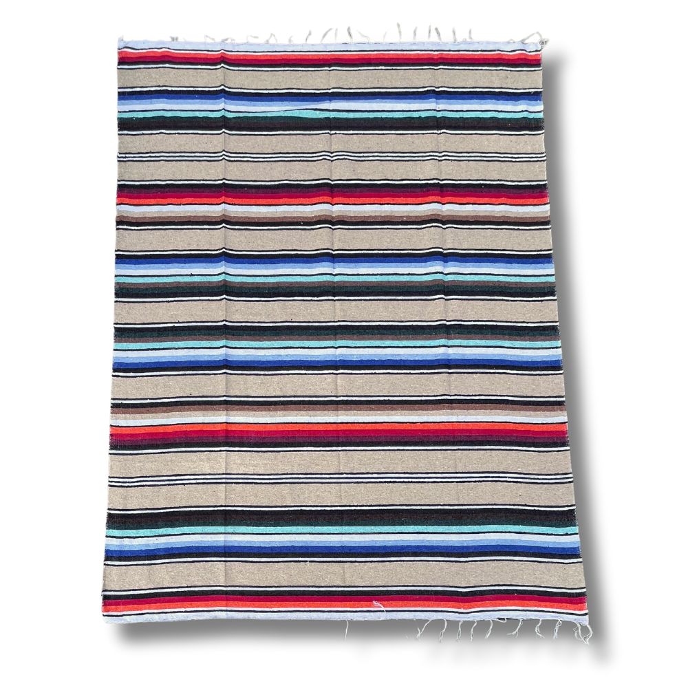 100% Cotton Mexican Blanket - Tan Natural