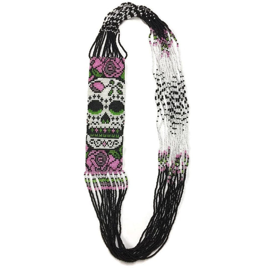 Sugar Skull Seed Bead Necklace - Guatemala