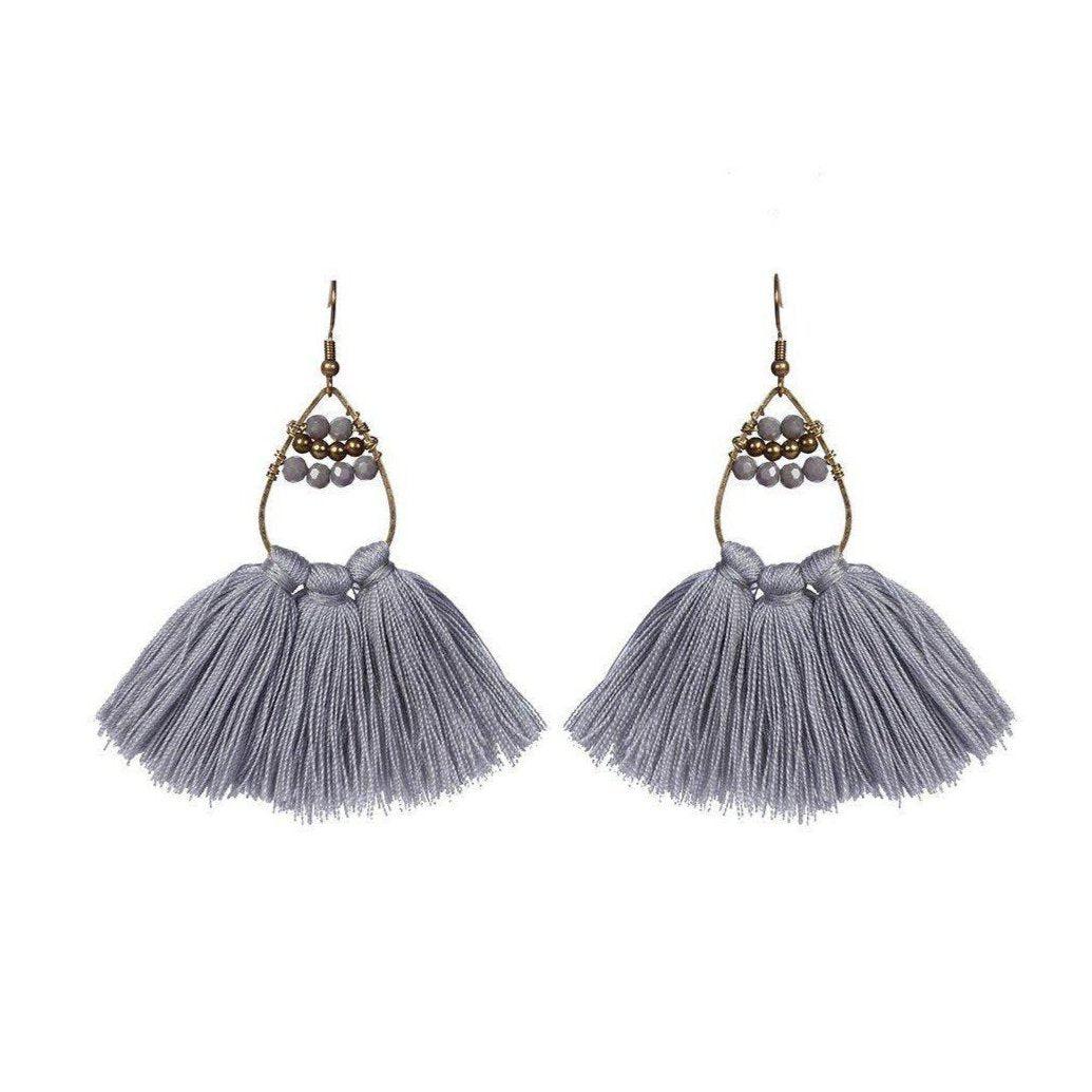 Summer Tassel Brass Bead Earrings - Thailand