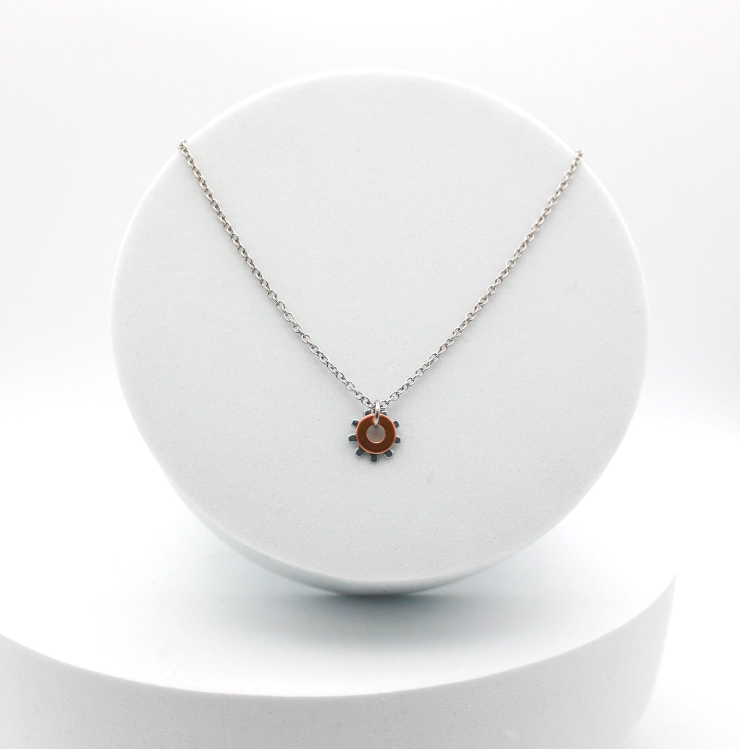 Shine Necklace | Salvaged Copper & Steel Auto Parts | Adjustable Stainless Steel Chain