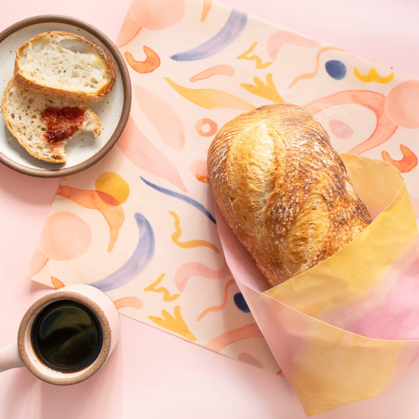 Beeswax Food Wrap In Sunset Print- 3 pack
