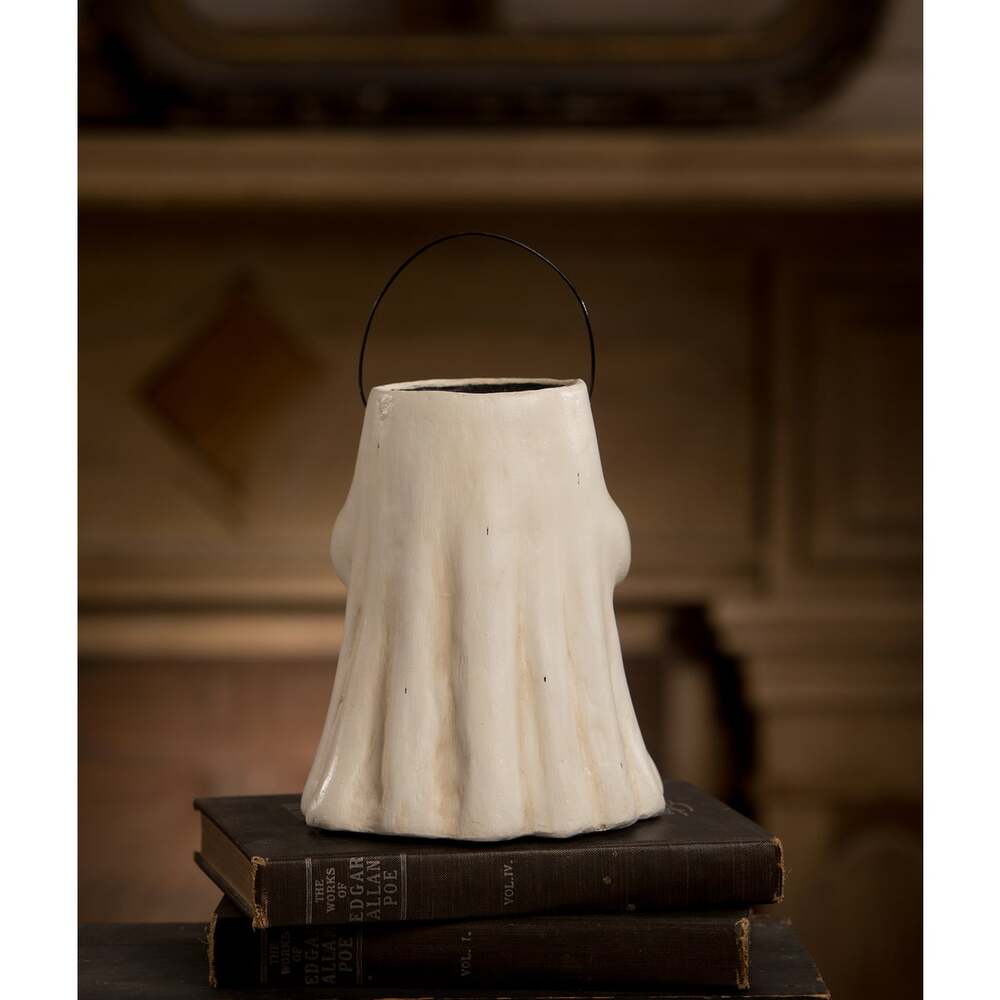 Sweet Boo With Pumpkin Bucket Paper Mache by Bethany Lowe Designs