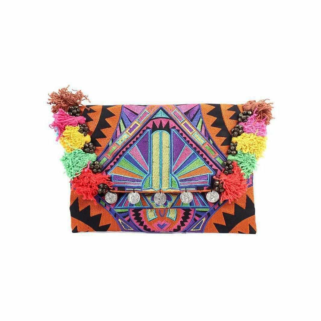 Embroidered Multi Tassel Clutch Bag | IPad Case - Thailand