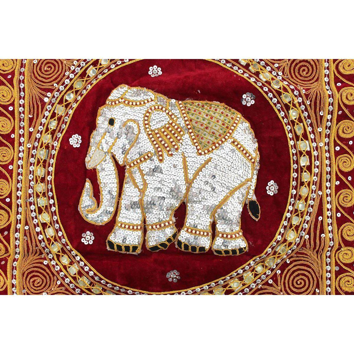 Thai Elephant Embroidered Pillow Cover - Thailand