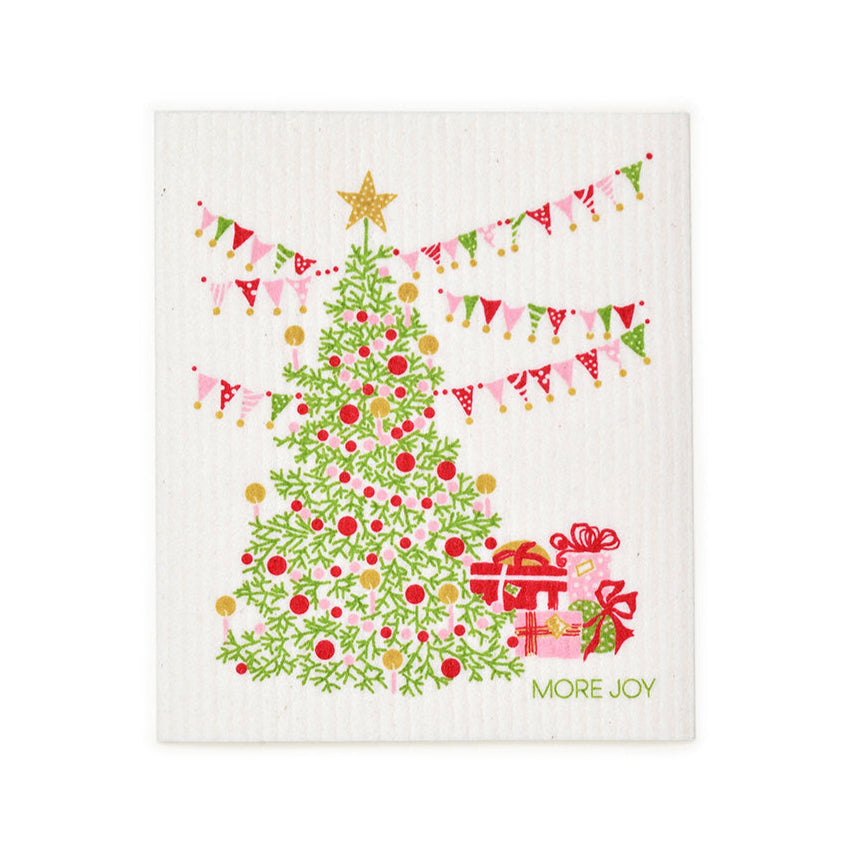 Festive Christmas Tree Swedish Dishcloth | Red, Green & Pink