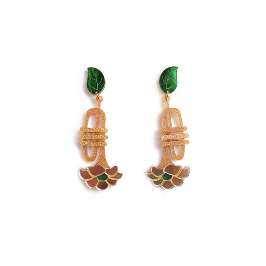 Trumpet with flower earrings by Laliblue