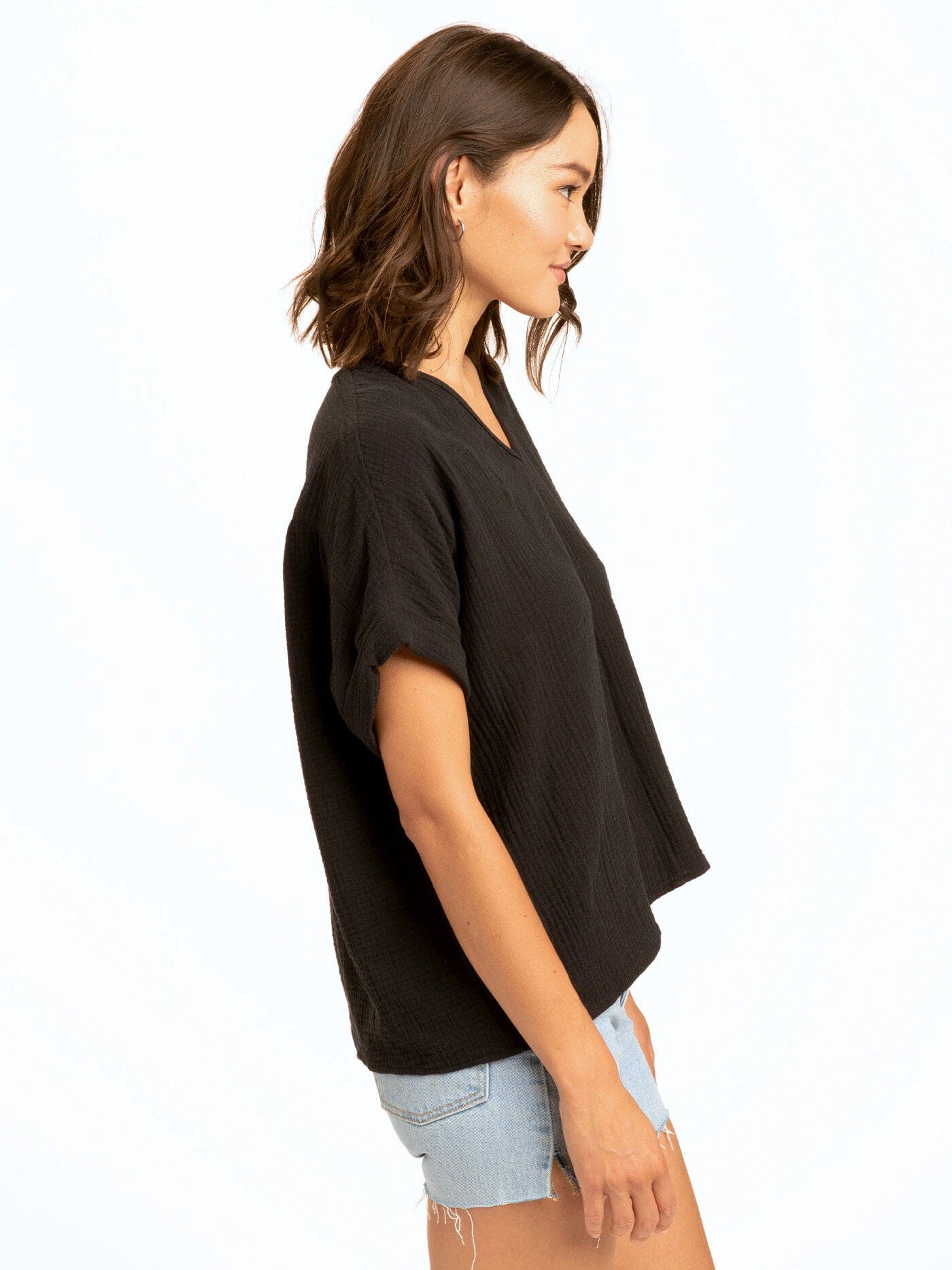 Honora Gauze V-Neck Top