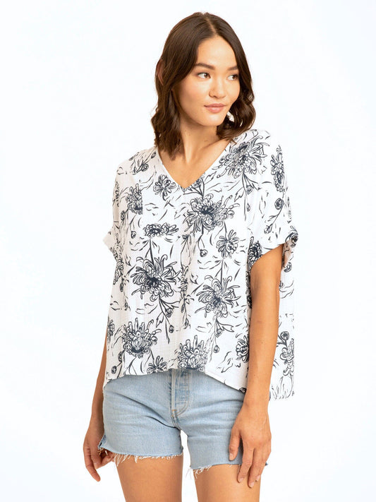 Honora Gauze V-Neck Top