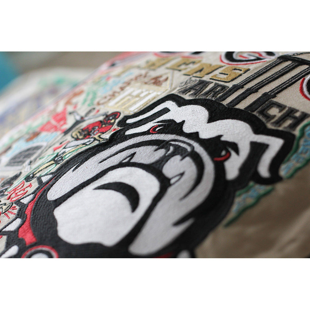 University of Georgia Collegiate Hand-Embroidered Pillow