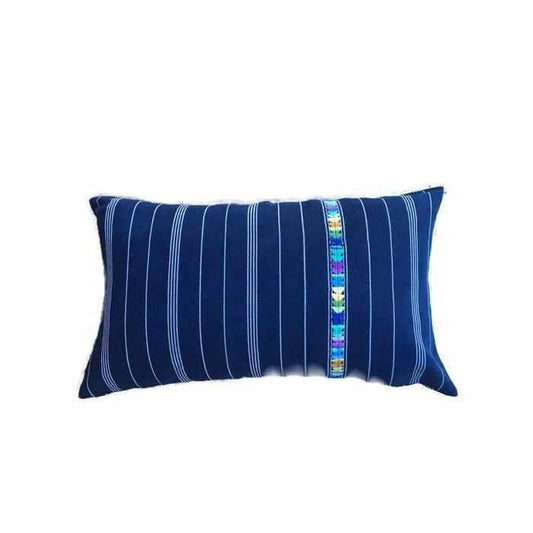 Up-cycled Denim Textile Blue Lumbar Pillow Cover - Guatemala