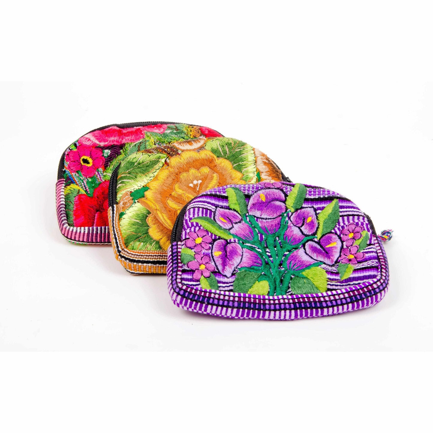 Up-cycled Half Moon Huipil Cosmetic Padded Bag with Tassel - Guatemala