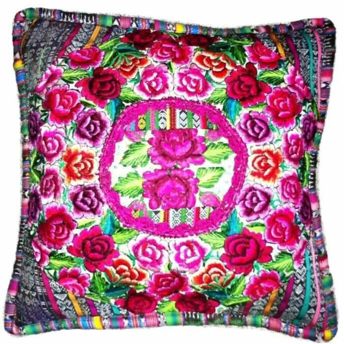 Up-cycled Maya Floral Pillow Cover - Guatemala