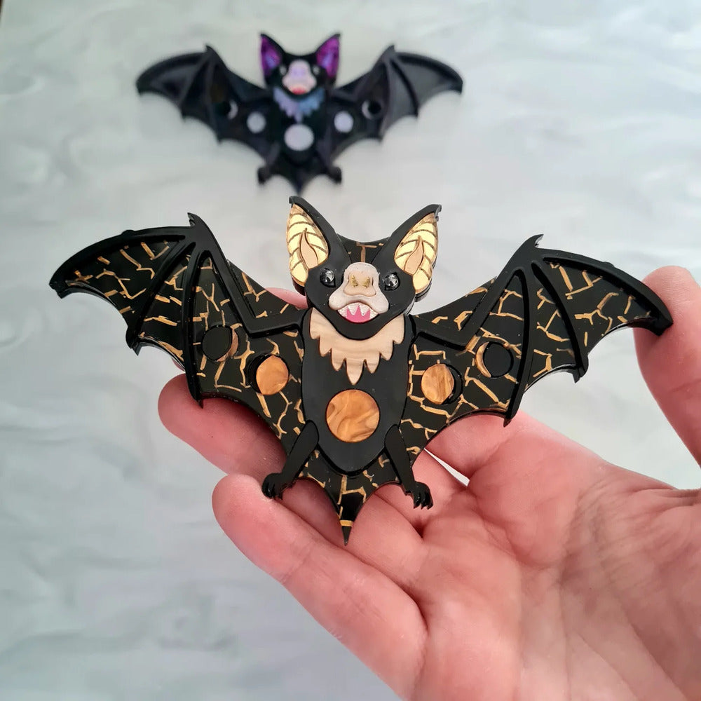 Vampire Bat Statement Necklace PURPLE GALAXY by Cherryloco