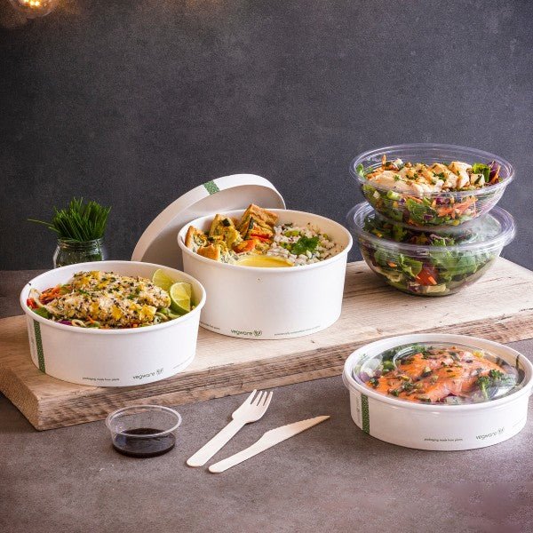 Vegware 32oz PLA-lined paper food bowl, 185-Series (QTY:300)