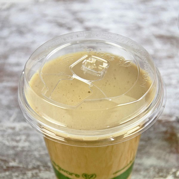 Vegware 96-Series PLA Flat Sipping Lid with Cap, Clear (QTY 1000), SKU C96F-SP