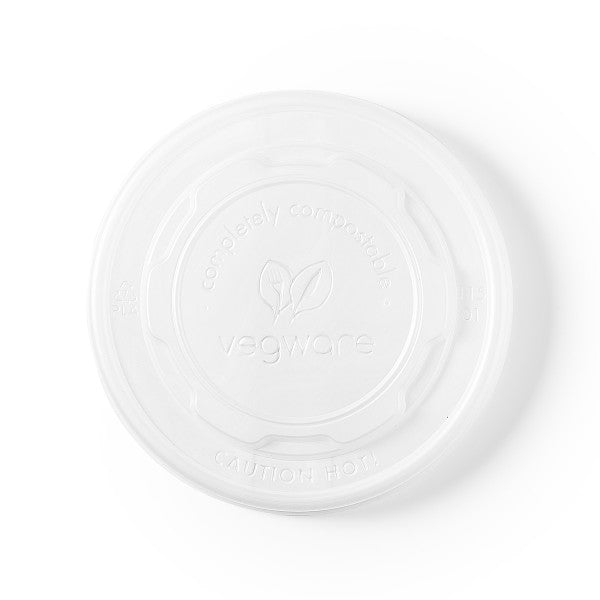 Vegware 115-Series Flat Hot Lid CPLA Compostable (QTY 500), SKU VLID115S