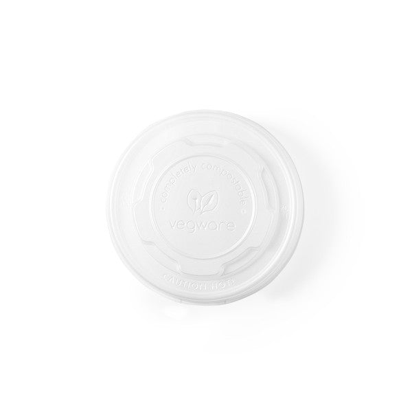 Vegware 90-Series Flat CPLA Lid, No Hole (QTY 1000), SKU VLID90S