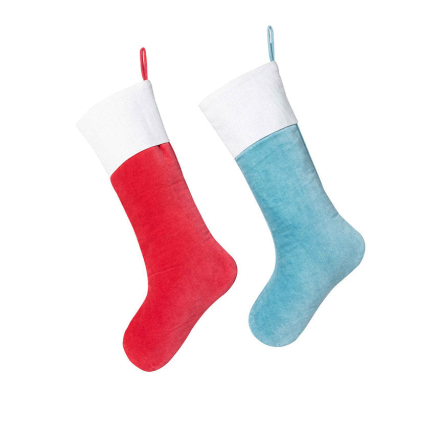 Velvet Stockings with Shimmery Linen Cuff Set of 2